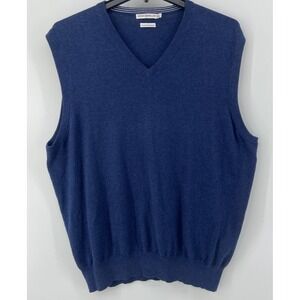 Peter Millar Sweater Vest Men 2XL Blue Cashmere Blend Golf Dad Casual Academic